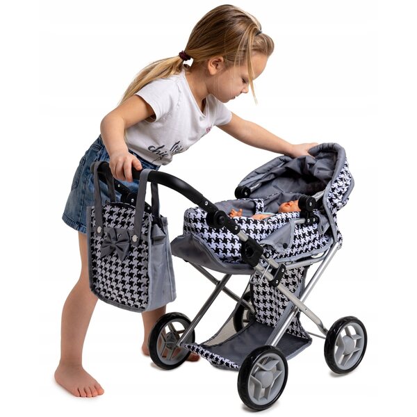 3-in-1-Kinderwagen für Doris-Puppen mit Gondel, Kinderwagen, Tasche und Klappbett