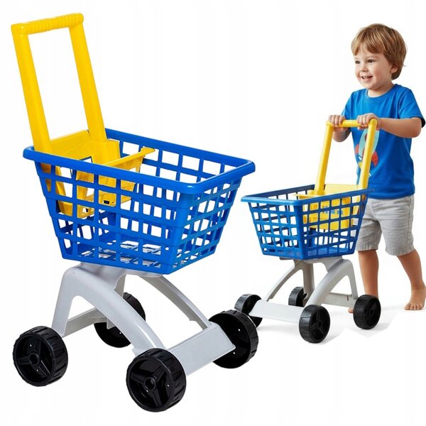 Blauer Spielzeug-Supermarktwagen für Kinder ab 3 Jahren aus Kunststoff