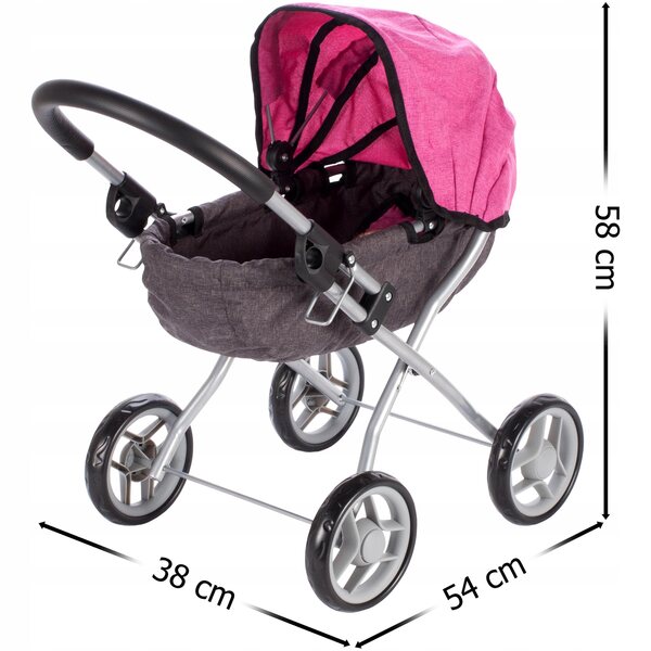 Passeggino per Bambole MalPlay Princess Profondo con Cappottina Regolabile e Borsa