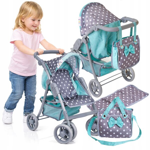 Großer Doris XXL Puppenwagen mit Lenkrädern und klappbar