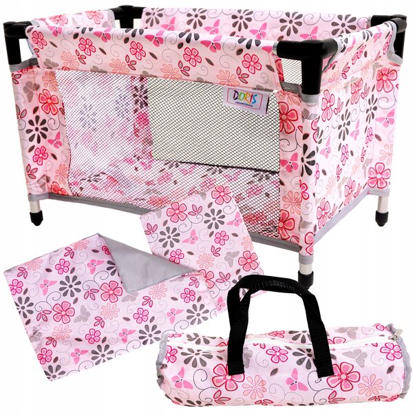 Doris 3in1 rosa Puppenwagen mit Gondel, Babytrage und Bettwäsche – Set für Mädchen