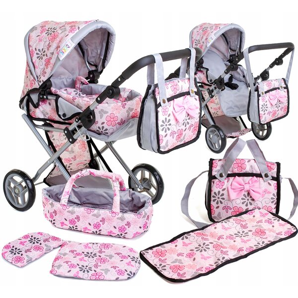 DORIS 3-in-1-Puppenwagen mit Tasche, Babywanne und Wickeltisch