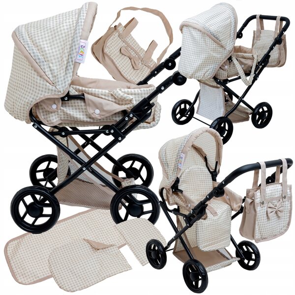 Doris 3-in-1-Spielzeugkinderwagen für Puppen mit Tasche und Bezug