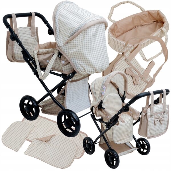 Doris 3-in-1-Spielzeugkinderwagen für Puppen mit Tasche und Bezug