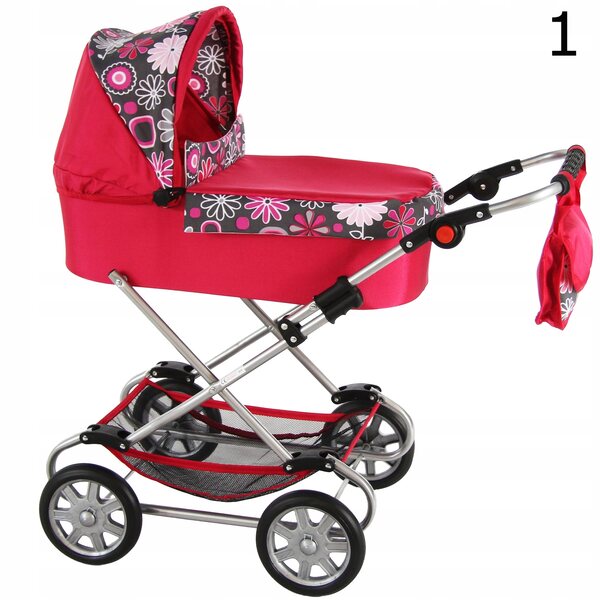 Diep veelkleurige kinderwagen voor Adar-poppen met tas en accessoires