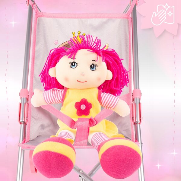 Passeggino per Bambole MalPlay Unicorn Grey Leggero e Pieghevole con Cinture di Sicurezza