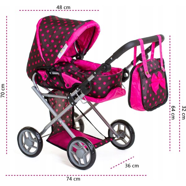3-in-1-Set mit tiefem Gondel-Puppenwagen und geräumigem Puppenwagen mit Doris-Tasche