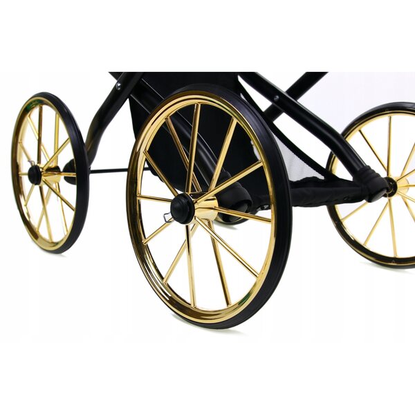 Raj Malucha MAJA Exclusieve diepe poppenwagen zwart en goud