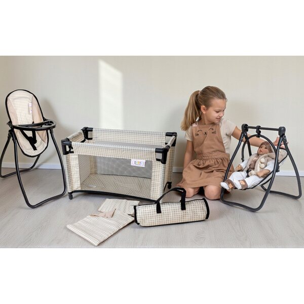 Doris 3in1 Puppenwagen: Kinderbett, Stuhl und Spieltasche für Kinder