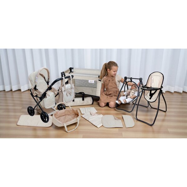 Doris 3in1 Puppenwagen: Kinderbett, Stuhl und Spieltasche für Kinder