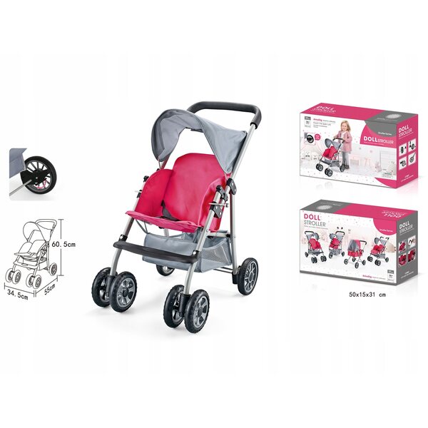 Passeggino leggero per bambole Super-Toys con telaio in alluminio e sicurezza CE