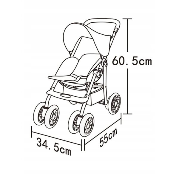 Passeggino leggero per bambole Super-Toys con telaio in alluminio e sicurezza CE
