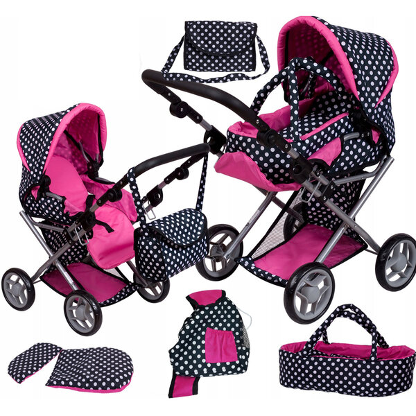 MarioToys 2-in-1-Puppenwagen mit Tasche und Rucksack, ISO 9001-Sicherheit