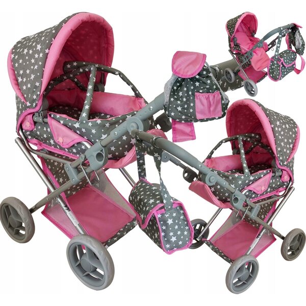 MarioToys 2-in-1-Puppenwagen mit Tasche und Rucksack, ISO 9001-Sicherheit