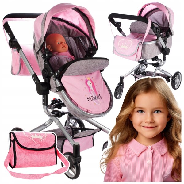 Stator 2 in 1 Puppenwagen mit Gondel und Kinderwagen, verstellbarem Griff und Tasche