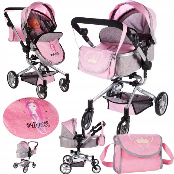 Stator 2 in 1 Puppenwagen mit Gondel und Kinderwagen, verstellbarem Griff und Tasche