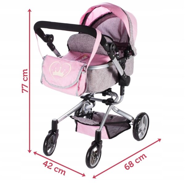 Stator 2 in 1 Puppenwagen mit Gondel und Kinderwagen, verstellbarem Griff und Tasche