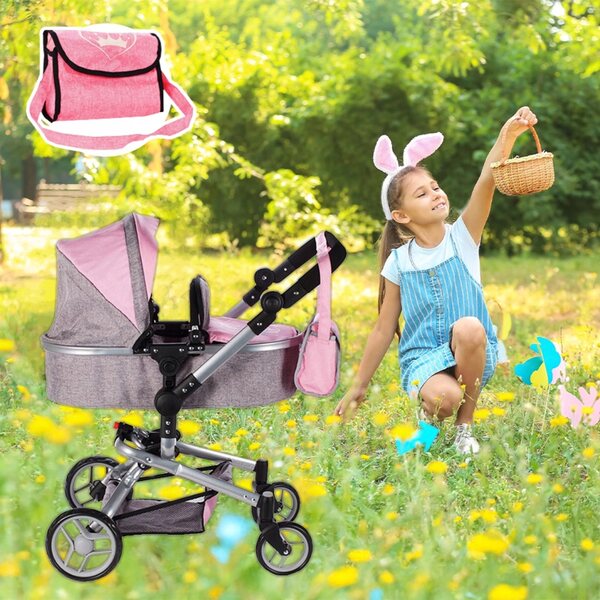 Stator 2 in 1 Puppenwagen mit Gondel und Kinderwagen, verstellbarem Griff und Tasche