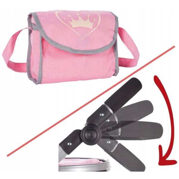Stator 2 in 1 Puppenwagen mit Gondel und Kinderwagen, verstellbarem Griff und Tasche