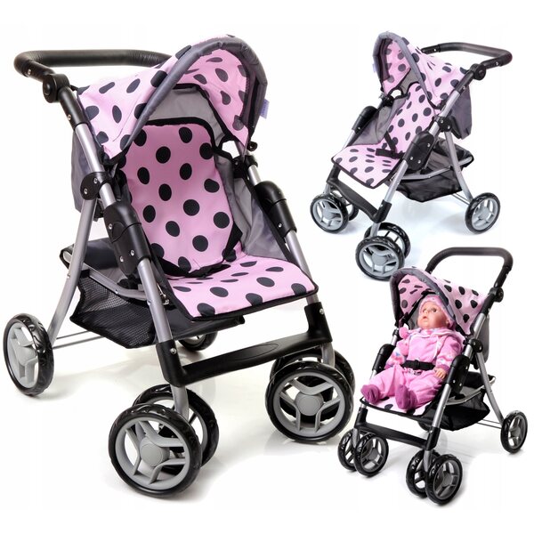 Großer Doris Puppenwagen mit drehbaren Rädern, ideal für Kinder ab 3 Jahren