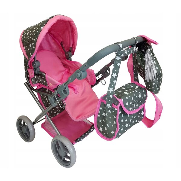 MARIOTOYS Passeggino per bambole 3 in 1 con marsupio, borsa e bambola parlante