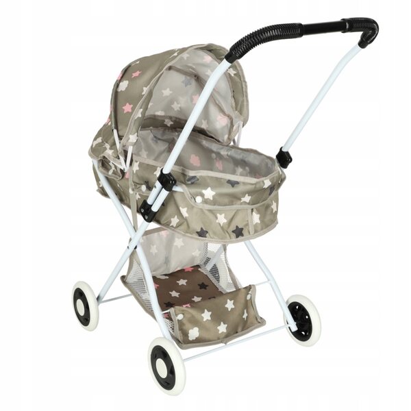 Tiefer Gondel-Puppenwagen mit Tasche und Sternenmuster – Ikonka KX3223