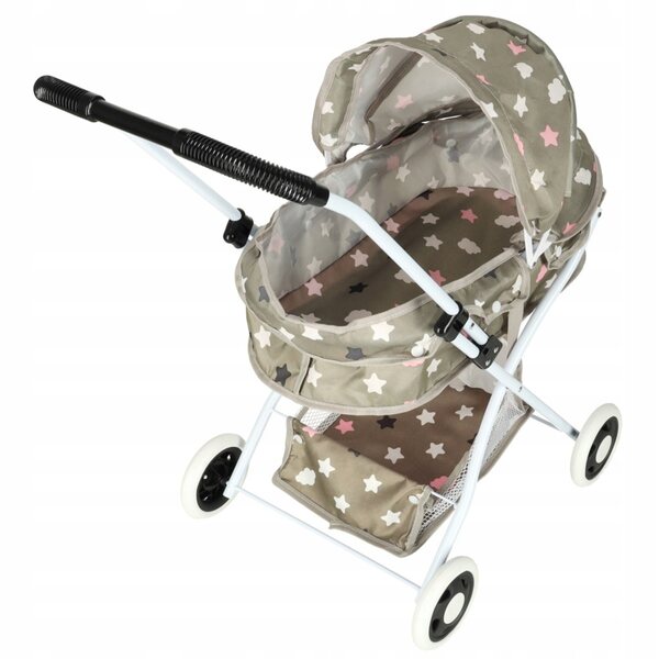 Tiefer Gondel-Puppenwagen mit Tasche und Sternenmuster – Ikonka KX3223