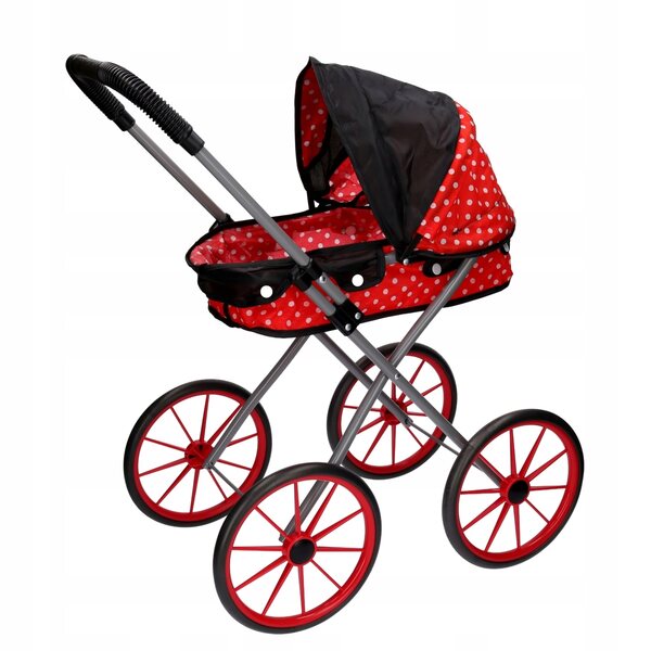 Weißer Puppenwagen mit Dach und großen Rädern, faltbar und sicher