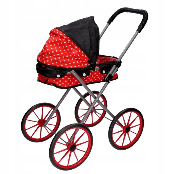 Weißer Puppenwagen mit Dach und großen Rädern, faltbar und sicher
