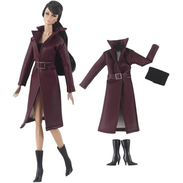 11,5 Zoll Puppenkleidung 3-teiliges Set BJD 1/6 Lederjacke und Freizeitkleidung