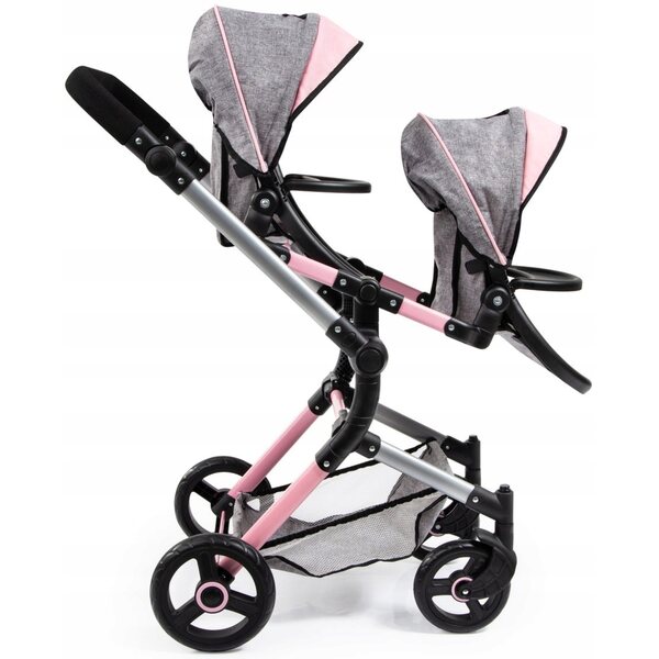 Bayer Design Twin Neo verstellbarer und faltbarer Zwillings-Puppenkinderwagen