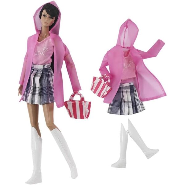 Vestiti invernali per bambola americana 30 cm - Set 4 pezzi casual impermeabili e stivali