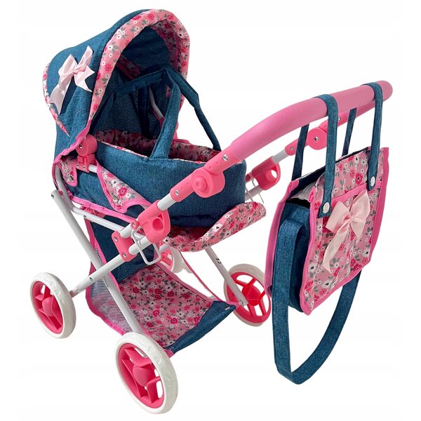 2-in-1-Kinderwagen für MarioToys-Puppen mit Tasche und tiefer Wiege