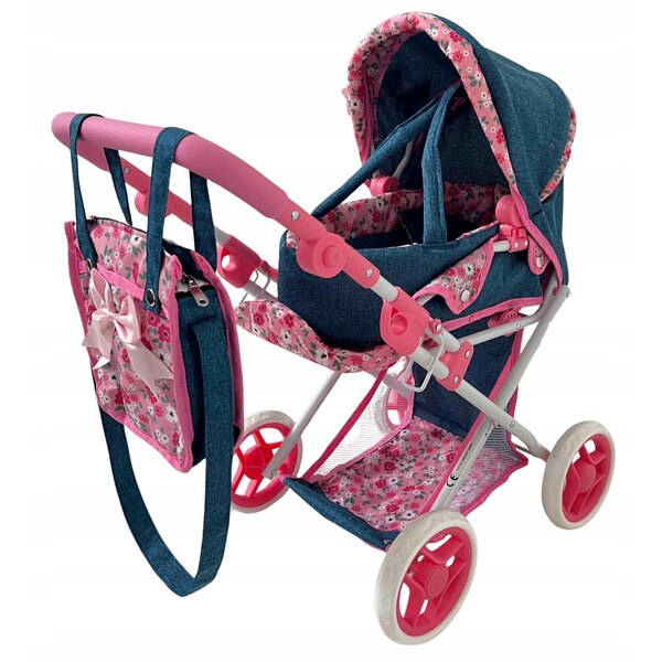 2-in-1-Kinderwagen für MarioToys-Puppen mit Tasche und tiefer Wiege