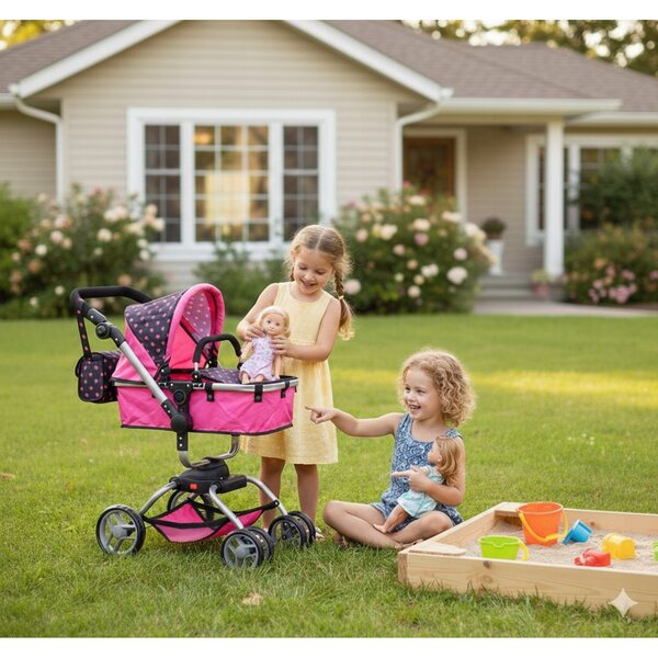 Passeggino per bambole 3in1 Super-Toys 9623 con 18 funzioni e telaio girevole