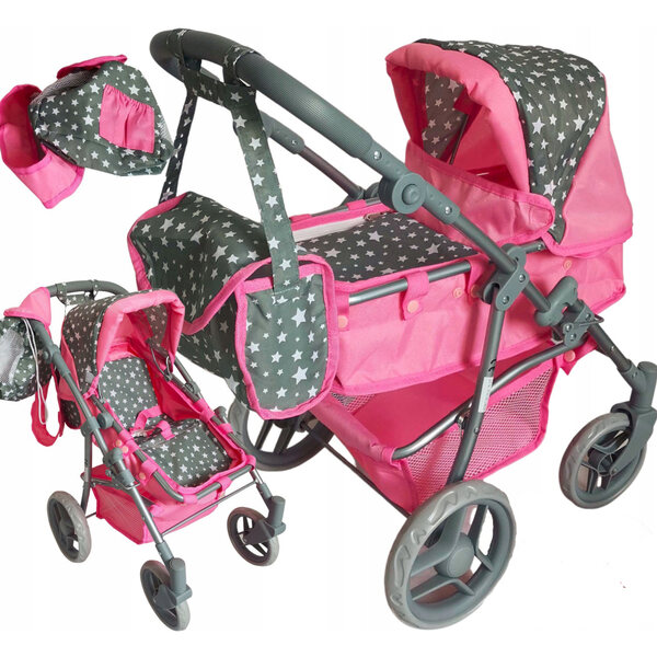 2-in-1-Kinderwagen für MarioToys-Puppen, inklusive Rucksack, hohe Qualität ISO 9001