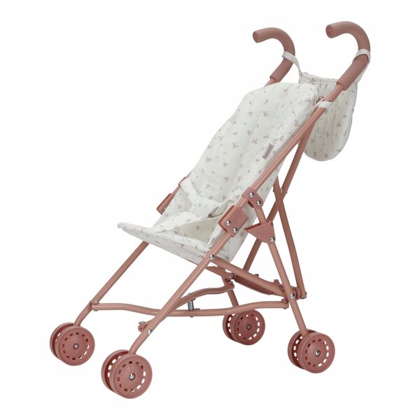Zusammenklappbarer rosafarbener Puppenwagen von Little Dutch mit Tasche und Sicherheitsgurten