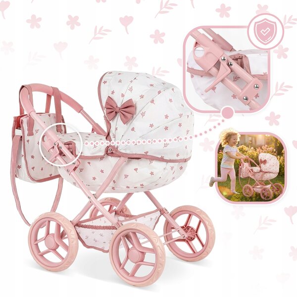 Kinderspielpuppenwagen mit tiefer Gondel und Tasche inklusive