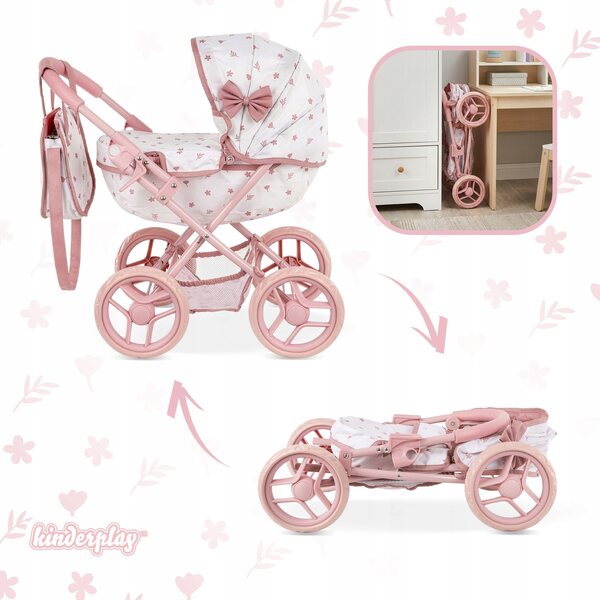 Kinderspielpuppenwagen mit tiefer Gondel und Tasche inklusive