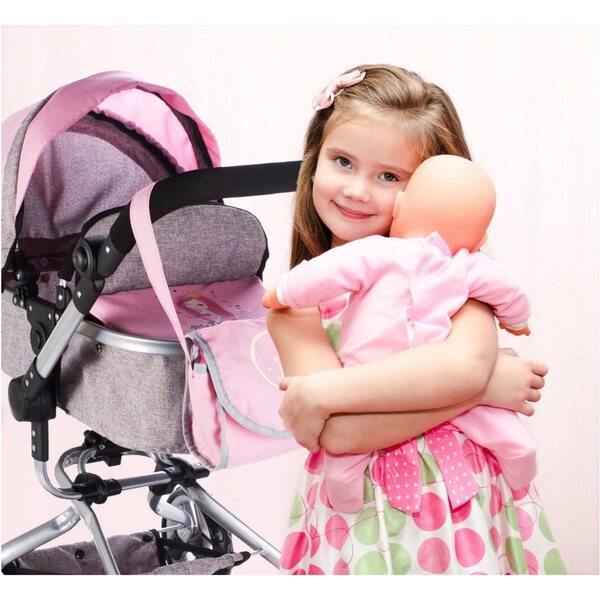 MalPlay Princess 2 in 1 Puppenwagen, faltbar, rosa, verstellbar