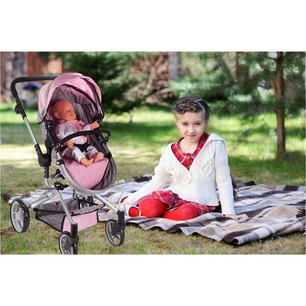MalPlay Princess 2 in 1 Puppenwagen, faltbar, rosa, verstellbar