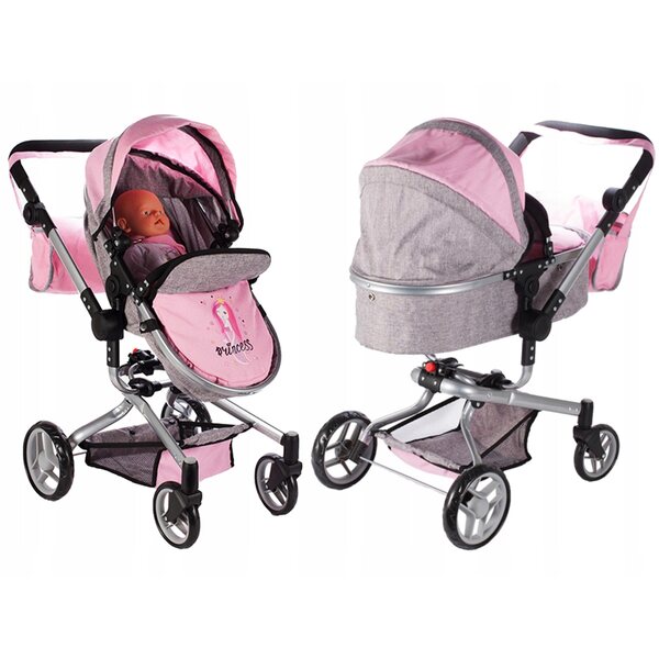 MalPlay Princess 2 in 1 Puppenwagen, faltbar, rosa, verstellbar