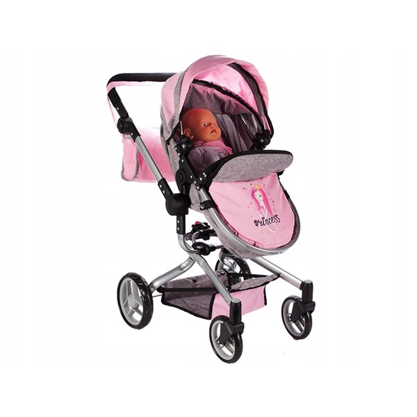 MalPlay Princess 2 in 1 Puppenwagen, faltbar, rosa, verstellbar