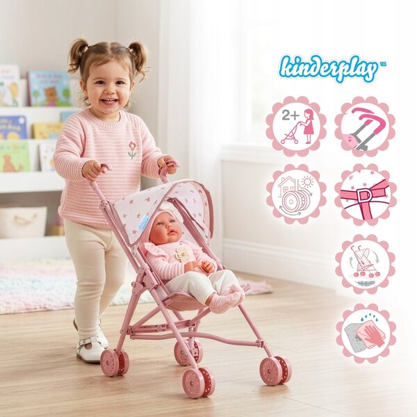 Leichter und faltbarer Kinderplay-Puppenwagen mit Blumenmuster