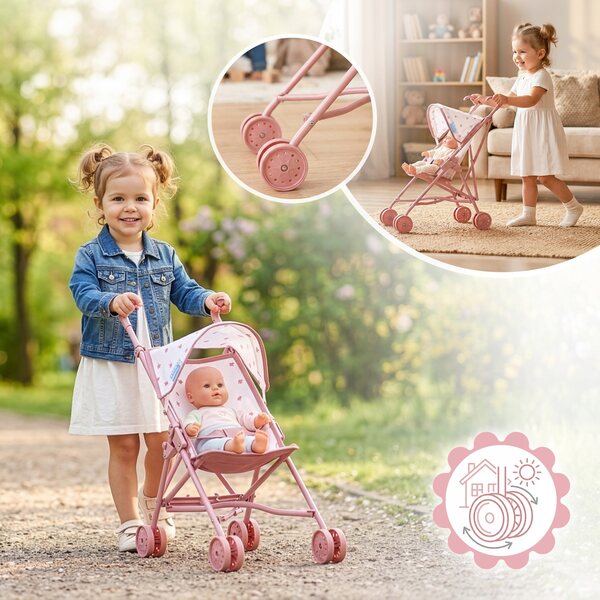 Leichter und faltbarer Kinderplay-Puppenwagen mit Blumenmuster