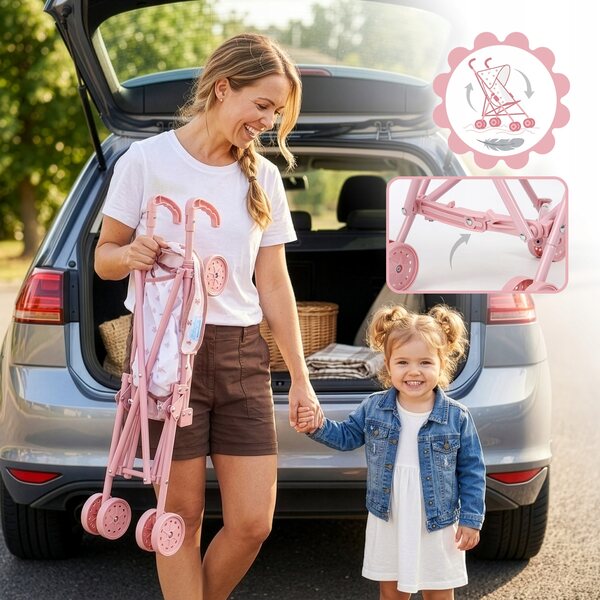 Leichter und faltbarer Kinderplay-Puppenwagen mit Blumenmuster
