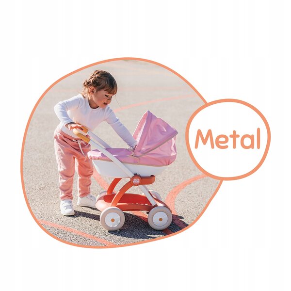 SMOBY Baby Nurse Landau: Passeggino Profondo per Bambole fino a 42 cm, Rosa e Bianco