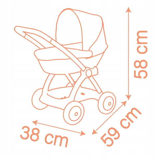 SMOBY Baby Nurse Landau: Passeggino Profondo per Bambole fino a 42 cm, Rosa e Bianco