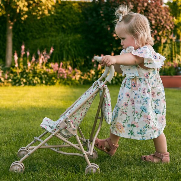 Woopie Royal Leichter und faltbarer Puppenwagen mit Blumenmuster