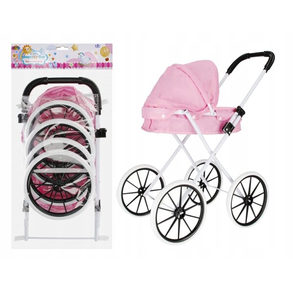 MEGA CREATIVE Puppenwagen in Metallic-Rosa – ein Spielzeug für Mädchen ab 3 Jahren